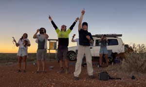 David Baron and friends at total eclipse of April 20, 2023, in Western Australia